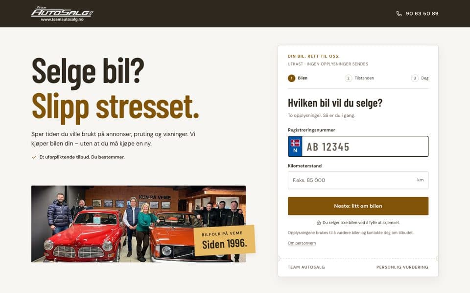 Skjermbilde av kampanjesiden